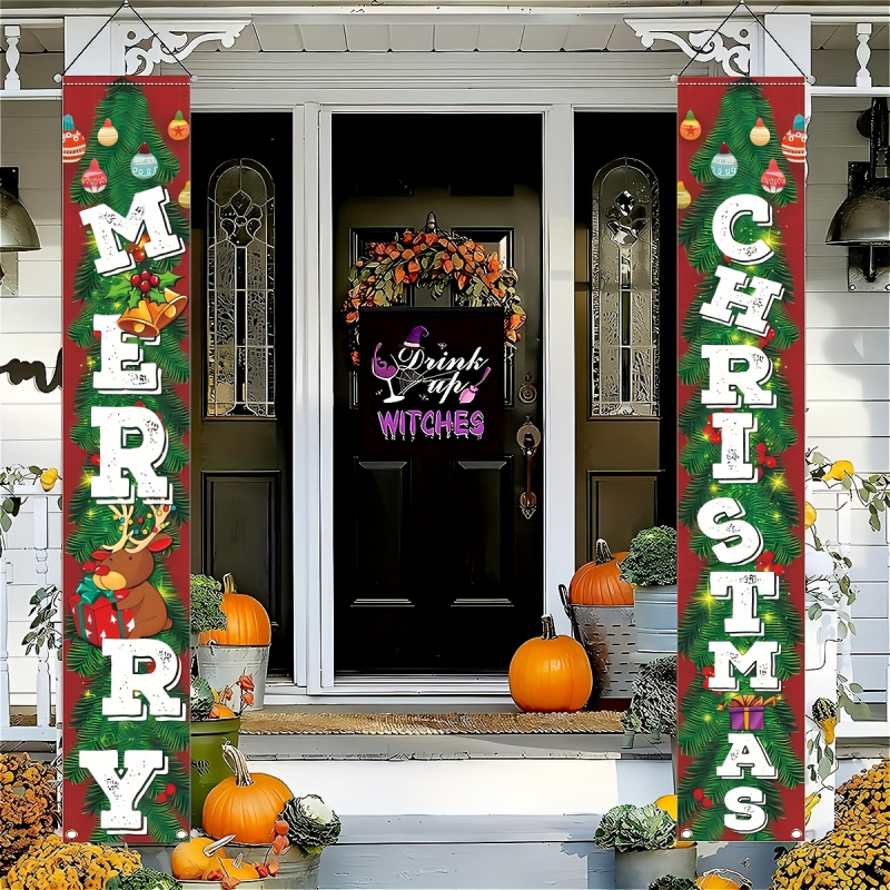 Outdoor Power House - 1pc2D flat, Merry Christmas polyester door