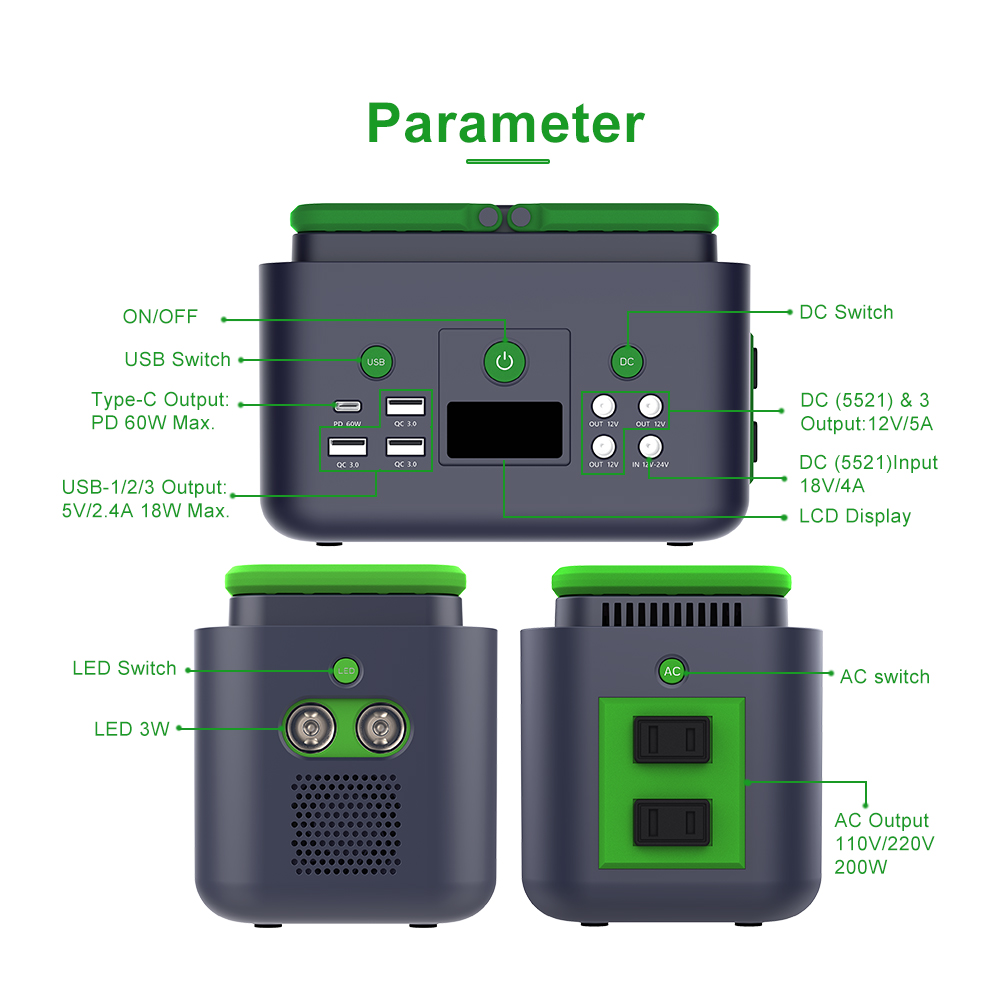 200W Portable Solar Power Stat - огляд і ціна Outdoor Power Bank With Ac Outlet